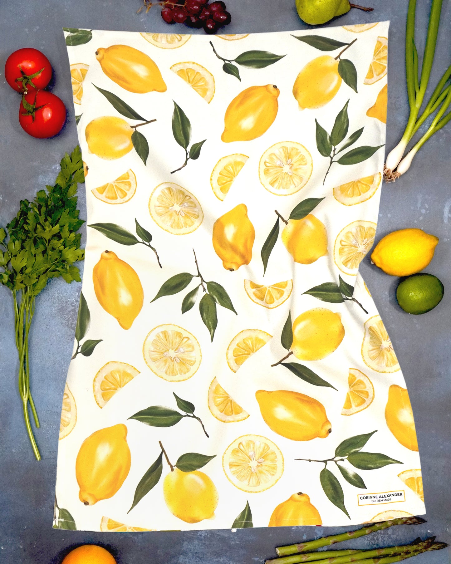 Corinne Alexander tea towels available in 4 vibrant designs