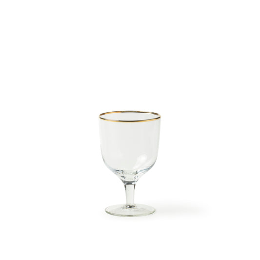 Decò set of 6 Decò transparent water goblets with gold rim