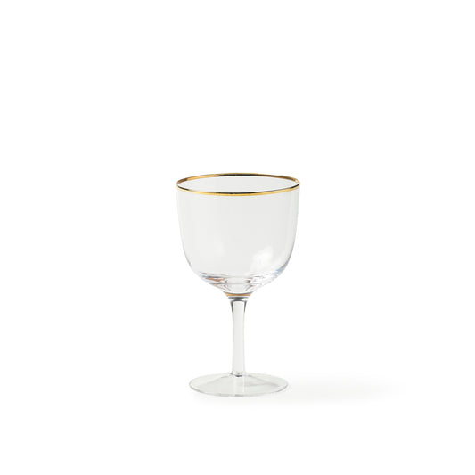 Decò set of 6  transparent wine goblets with gold rim