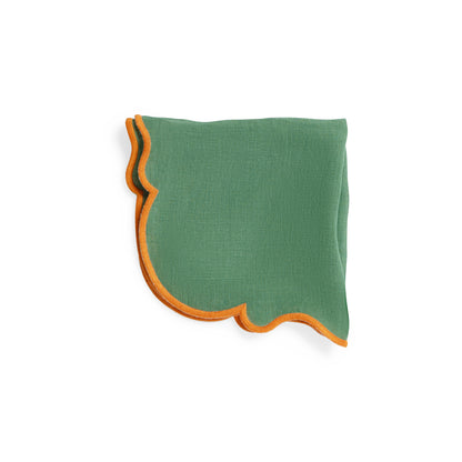 Smerlo set of 2 scalloped edge napkins with contrasting trim available in 6 different colour ways