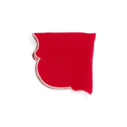 Smerlo set of 2 scalloped edge napkins with contrasting trim available in 6 different colour ways