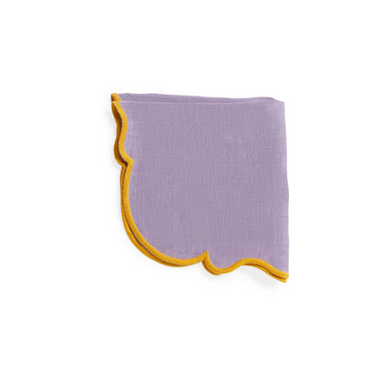 Smerlo set of 2 scalloped edge napkins with contrasting trim available in 6 different colour ways