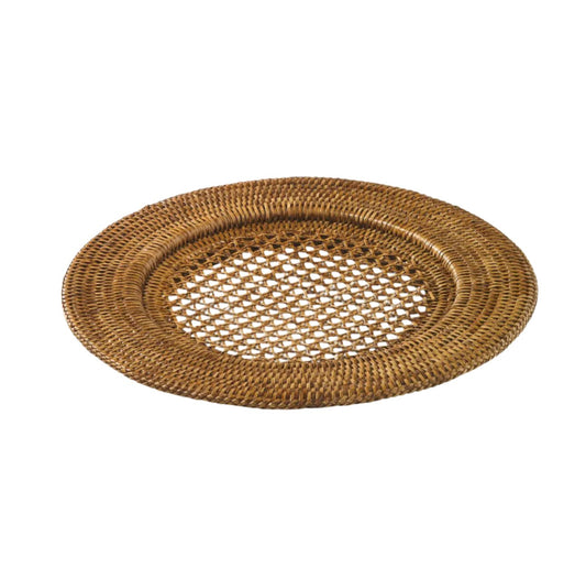 Round rattan charger