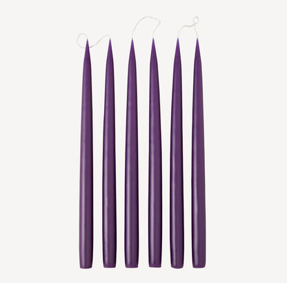 Set of 6 tapered candles available in 21 colours