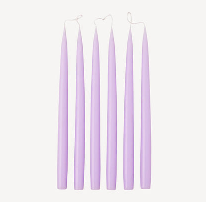 Set of 6 tapered candles available in 21 colours