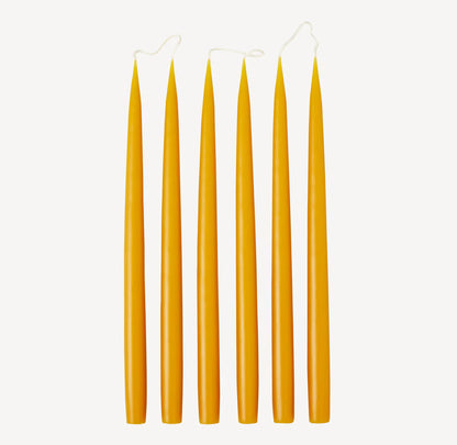 Set of 6 tapered candles available in 21 colours