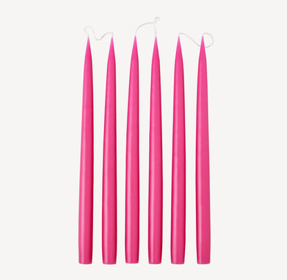 Set of 6 tapered candles available in 21 colours