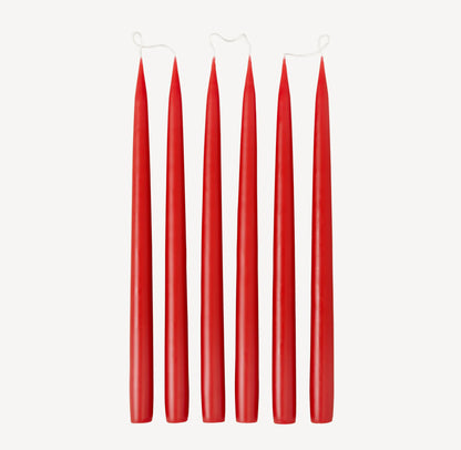 Set of 6 tapered candles available in 21 colours