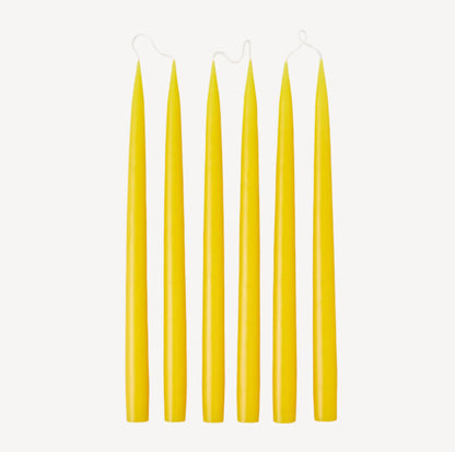 Set of 6 tapered candles available in 21 colours