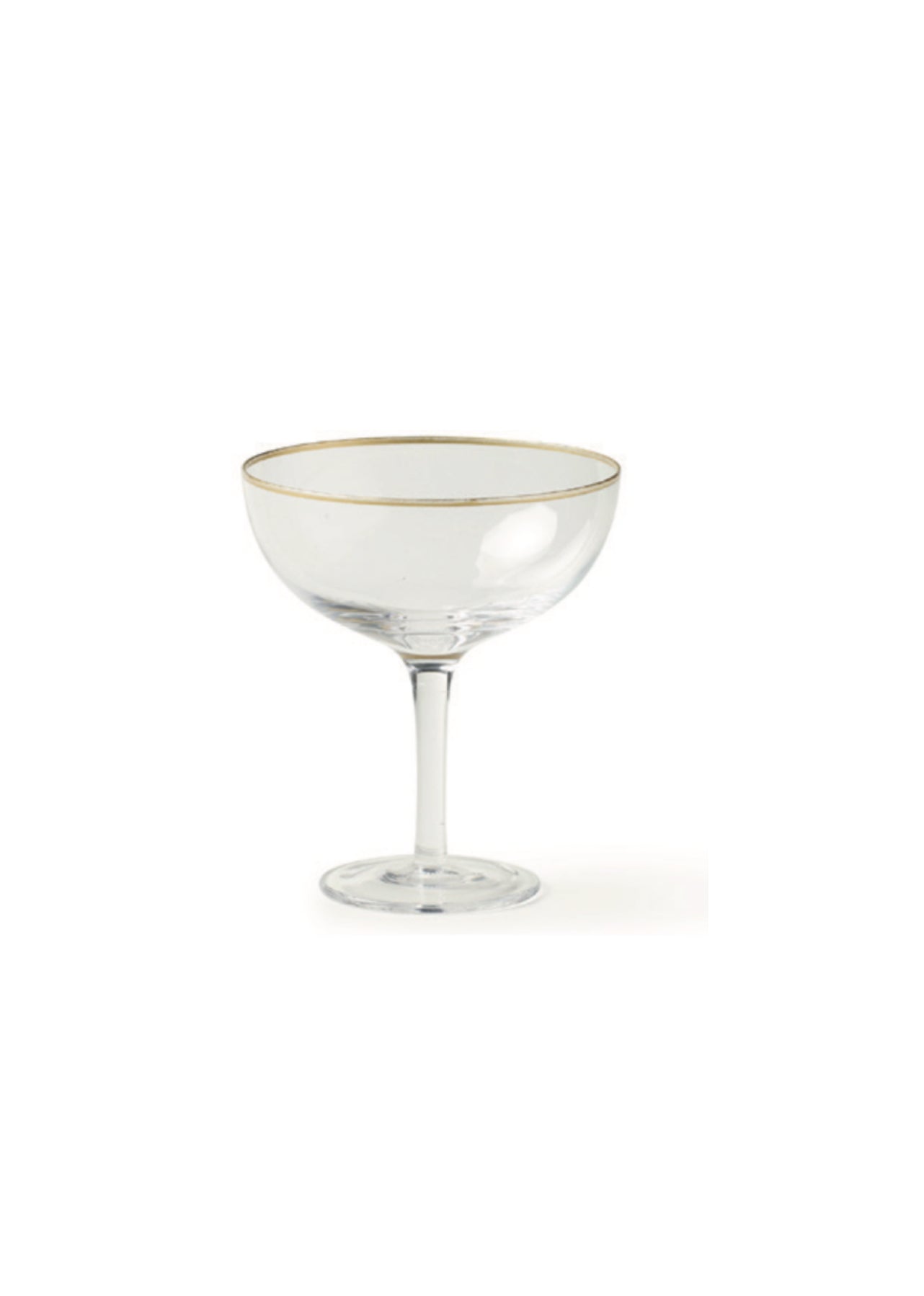 Decò set of 6 transparent champagne coupes with gold rim