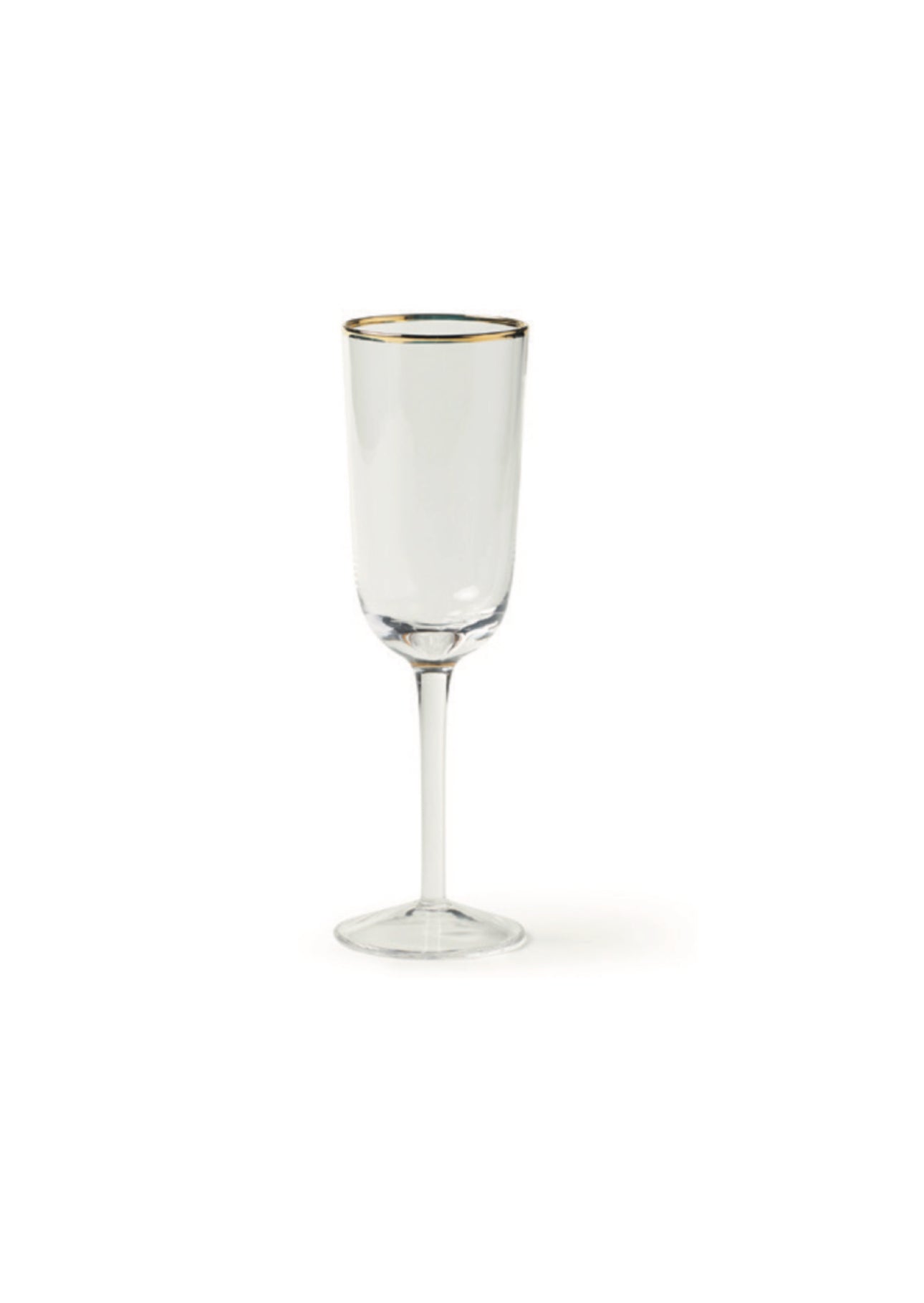 Decò set of 6 transparent champagne flutes with gold rim