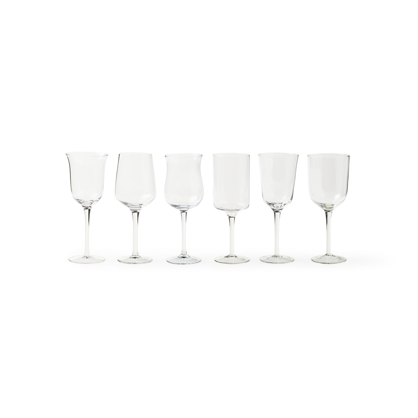 Diseguale set of 6 assorted wine glasses