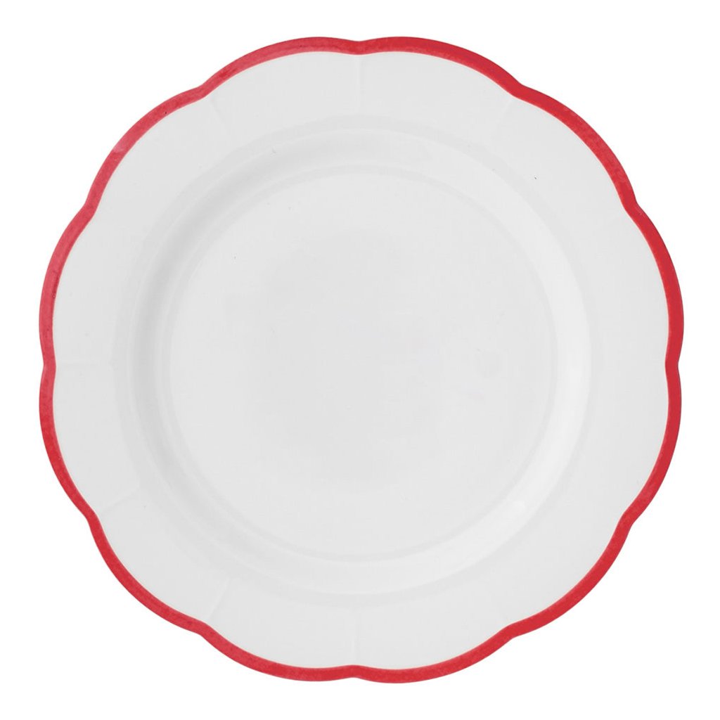 Set of 6 Petalo dinner plates with coloured rim available in 6 different colours