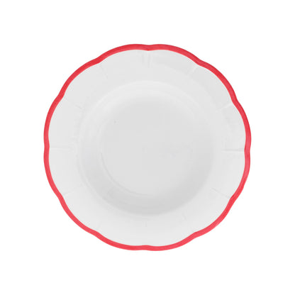 Set of 6 Petalo deep plates with coloured rim available in 6 different colours