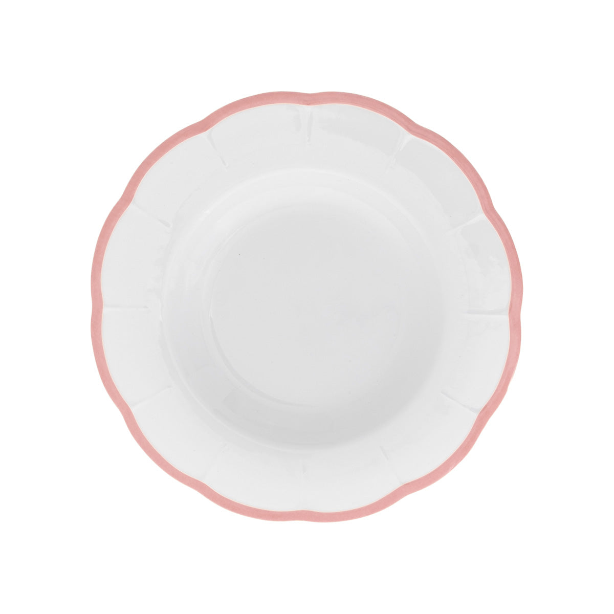 Set of 6 Petalo deep plates with coloured rim available in 6 different colours