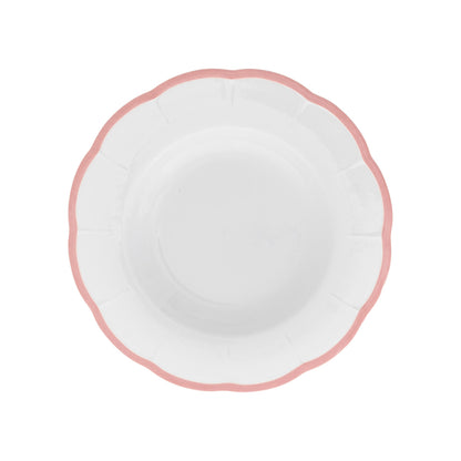 Set of 6 Petalo deep plates with coloured rim available in 6 different colours