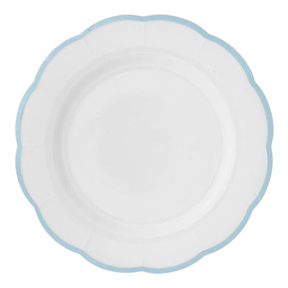 Set of 6 Petalo dinner plates with coloured rim available in 6 different colours