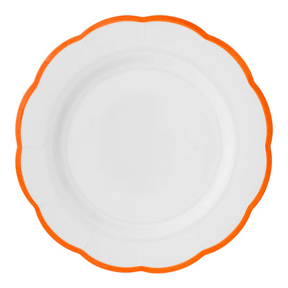 Set of 6 Petalo dinner plates with coloured rim available in 6 different colours