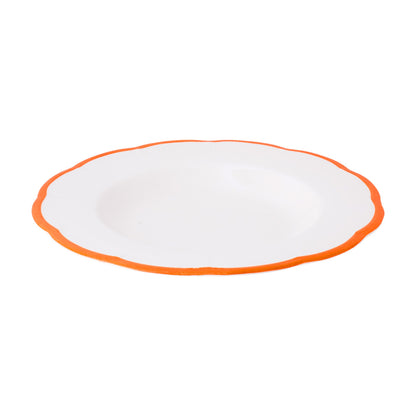 Set of 6 Petalo deep plates with coloured rim available in 6 different colours